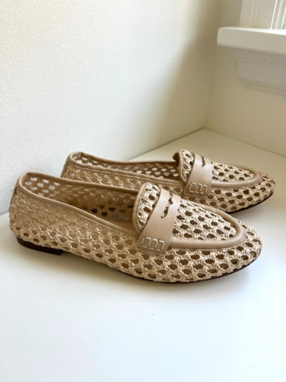 NWT Tuckernuck Rowan Woven Slip-On Loafers in Cream | Size 9.5